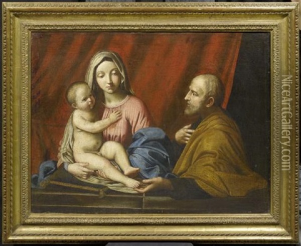 Heilige Familie Oil Painting - Giovanni Battista Salvi (Il Sassoferrato)