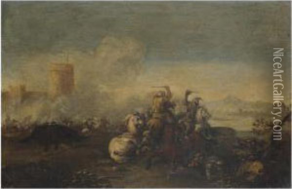 A Cavalry Battle Oil Painting - Ciccio Graziani