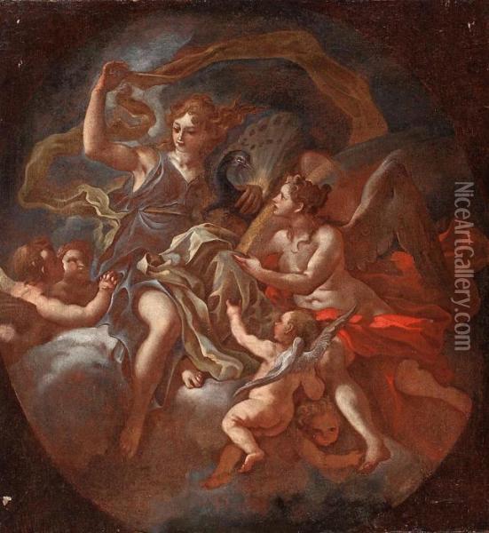 Alegoria Con La Diosa Hera Oil Painting - Francesco Solimena