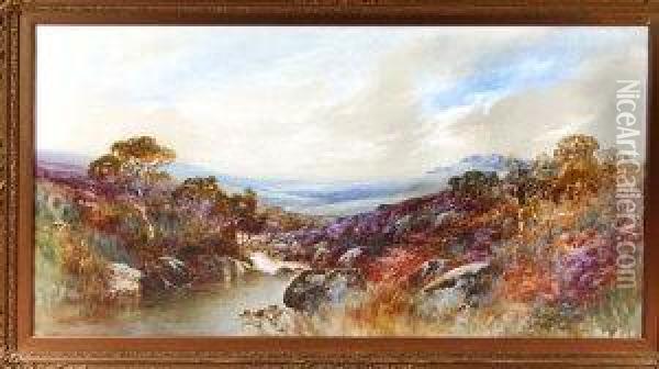 On The Teign Near Chafford, Devon Oil Painting - John Shapland