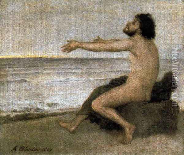 Ulysses by the sea Oil Painting - Arnold Bocklin