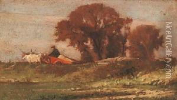 Il Carro Rosso Oil Painting - Giovanni Costa