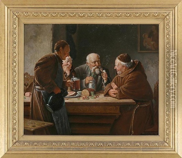 Monastic Tavern Scene Oil Painting - Eduard von Gruetzner