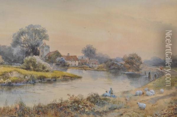 Essex River Landscape Oil Painting - Charles Frederick Allbon