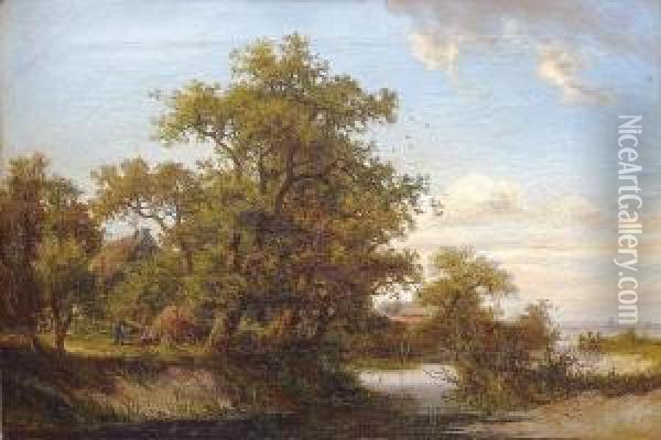 Bauerngehoft Im Oldenburger Land Oil Painting - David Heinrich Munter