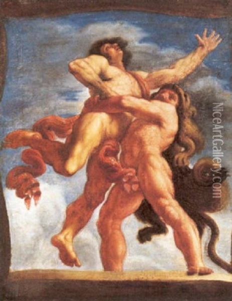 Ercole In Lotta Con Il Gigante Libico Anteo Oil Painting -  Guercino
