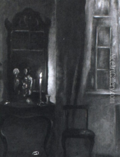 Interior Med Stearinlys Oil Painting - Carl Vilhelm Holsoe