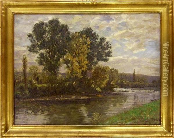 Herbstmorgen Am Neckar Oil Painting - Hermann Druck