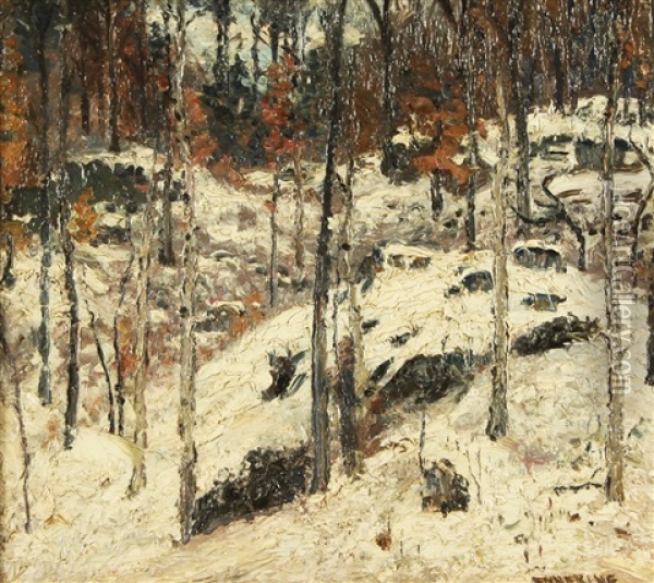 Snow Covered Forest Oil Painting - Joseph Eliot Enneking
