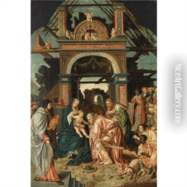 The Adoration Of The Magi Oil Painting - Jacob Cornelisz Van Oostsanen