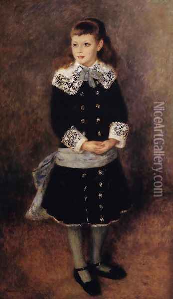 Marthe Berard (Girl Wearing a Blue Sash) Oil Painting - Pierre Auguste Renoir