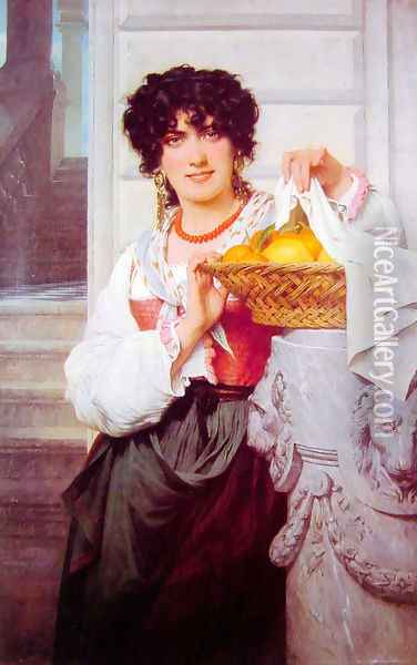 Pisan Girl with Basket of Oranges and Lemons Oil Painting - Pierre Auguste Cot