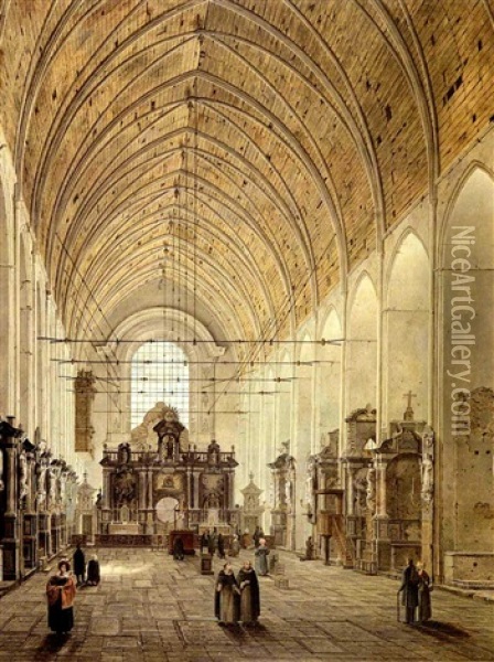 Interieur D'eglise Oil Painting - Angelus De Baets