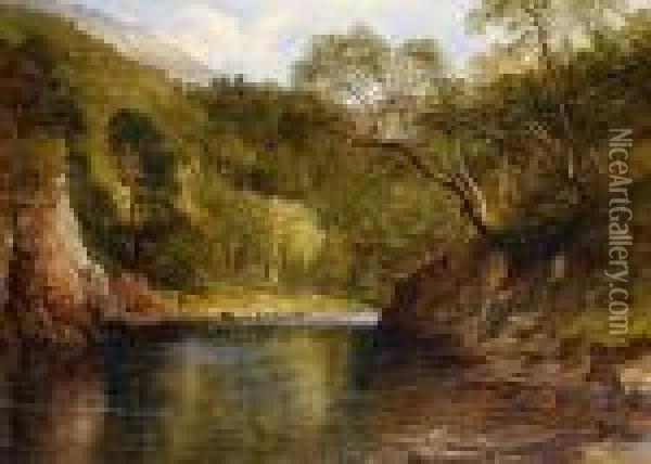 Salmon Fishing On The River Awe Oil Painting - Frederick Richard Lee