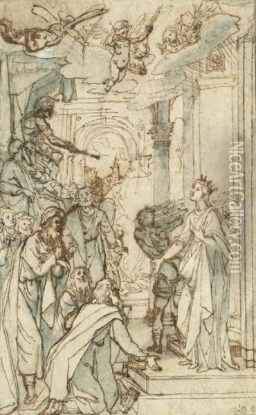 The Dispute Of Saint Catherine With Emperor Maxentius Oil Painting - Lodovico Cardi Cigoli
