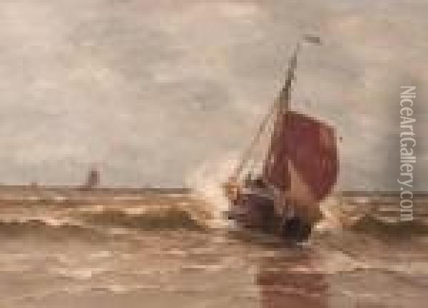The Arrival Of The Scheveningen 17 Oil Painting - Gerhard Arij Ludwig Morgenstje Munthe