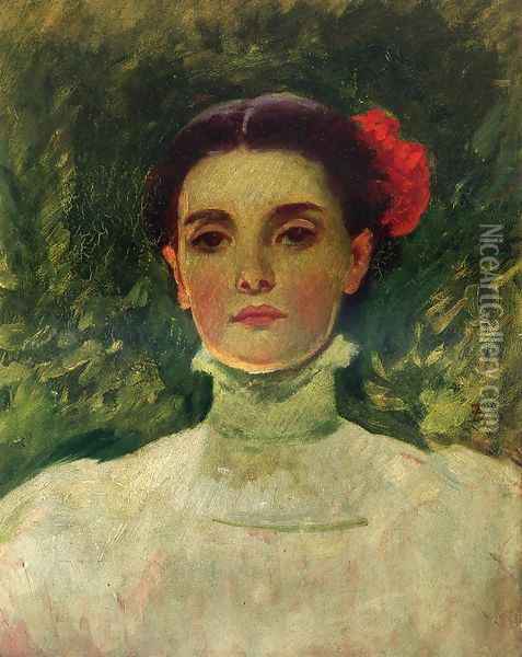 Portrait of Maggie Wilson Oil Painting - Frank Duveneck