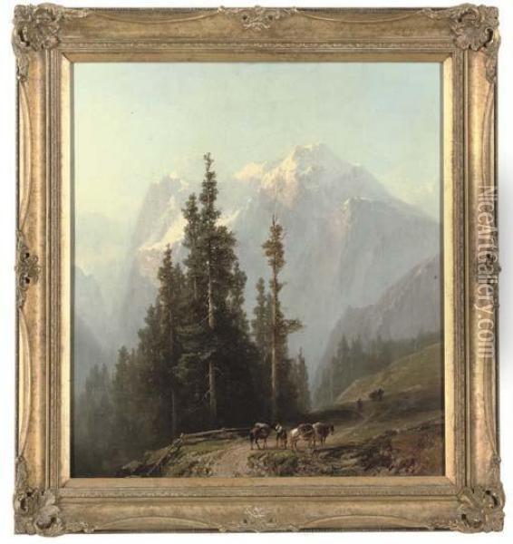 A Pass Through The Mountains Oil Painting - Alfred Edouard De Bylandt