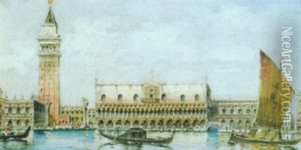 Venezia, Gondole A San Marco Oil Painting - Marco Grubas