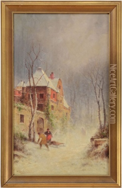 Winter Scene Oil Painting - George Washington Nicholson