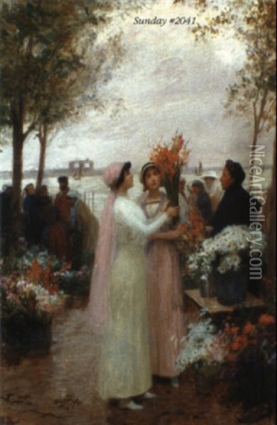 Marchande De Fleurs Oil Painting - Victor Gabriel Gilbert