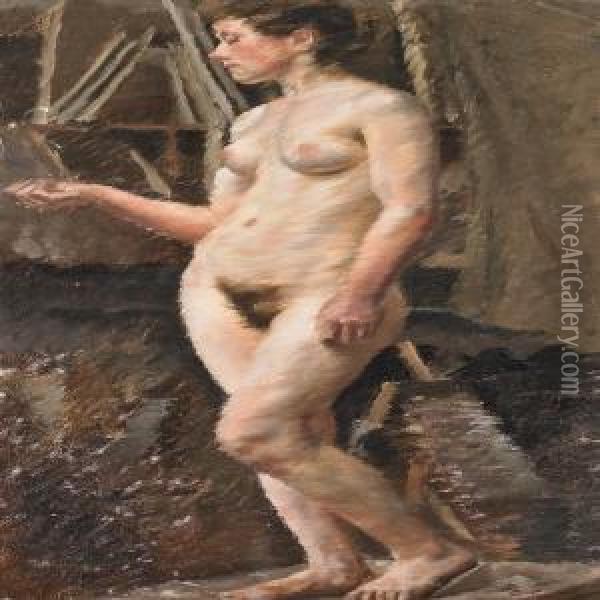 A Nude Study Oil Painting - Georg Stoopendaal