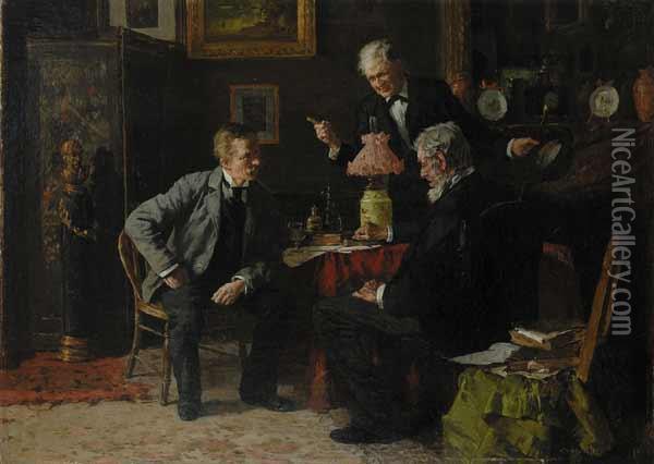 Gentlemen's Meeting Oil Painting - Louis Charles Moeller