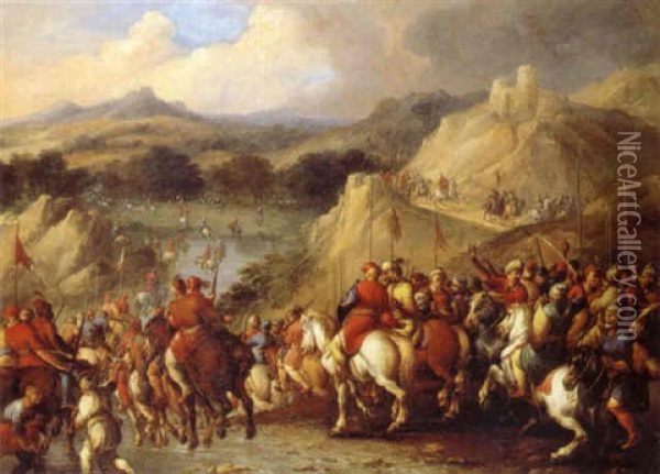 Charge Turque Oil Painting - Georg Philipp Rugendas the Elder