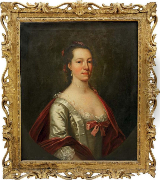 Portrait Of Elizabeth, Wife Of Samuel Cook (b. 1722) Oil Painting - Francis Lindo