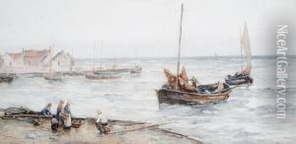 Fishing Boats Returning To Harbour Oil Painting - John Terris