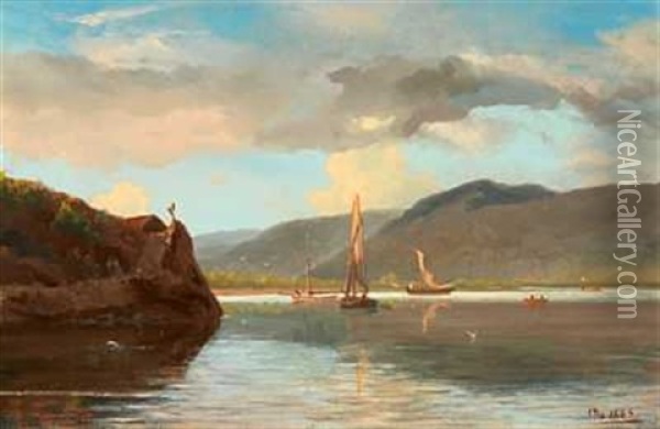 Norsk Kystmiljo Oil Painting - Johan Jakob Bennetter