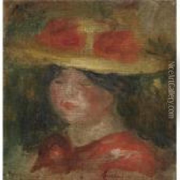 Tete De Femme Au Chapeau Oil Painting - Pierre Auguste Renoir
