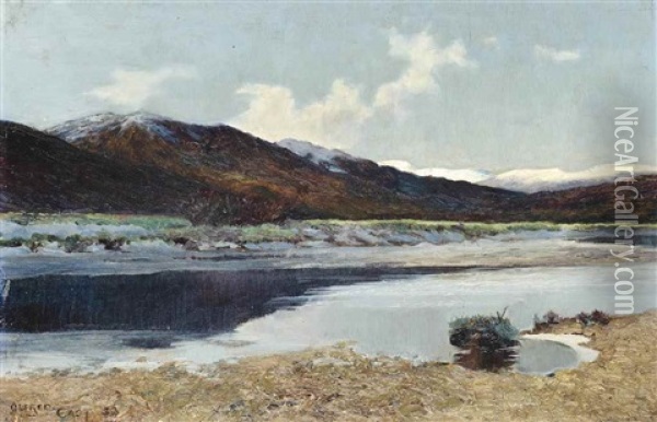 By The Water's Edge, Loch Lomond, Scotland Oil Painting - Sir Alfred East