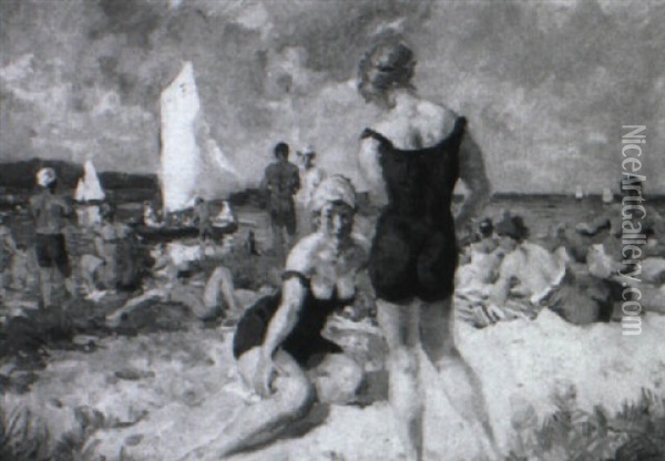 On The Beach Oil Painting - Paul Paede