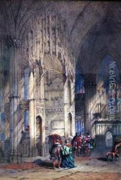 The Tomb And Chapel Of Cardinal Beaufort, Winchester Cathedral Presbytry Oil Painting - Thomas Scandrett