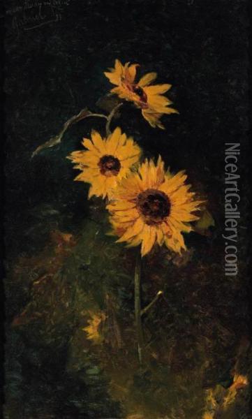 Sunflowers Oil Painting - Paul Joseph Constantine Gabriel