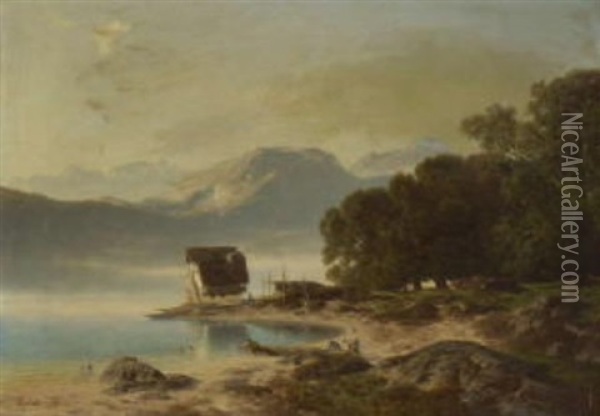 Gebirgssee (gardasee) Oil Painting - Stanislas Graf Von Kalckreuth