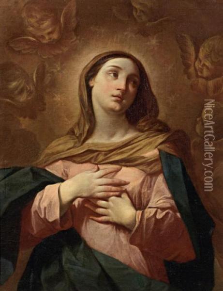 La Vergine Immacolata A Mezza Figura Oil Painting - Lorenzo Pasinelli