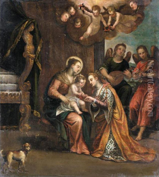 Mystic Marriage Of Saint Catherine Oil Painting - Paolo Veronese (Caliari)