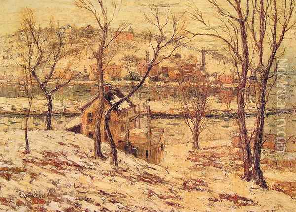 Winter on the Harlem River Oil Painting - Ernest Lawson