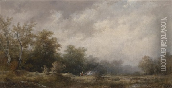 Herbstliche Landschaft Mit Figurlicher Staffage Oil Painting - Remigius Adrianus van Haanen