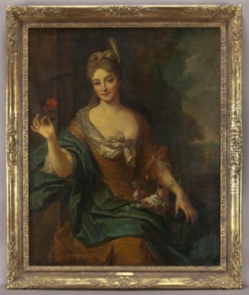 Portrait Of A Lady Oil Painting - Antoine Coypel