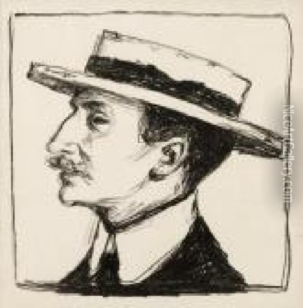 Goldstein With Hat Oil Painting - Edvard Munch