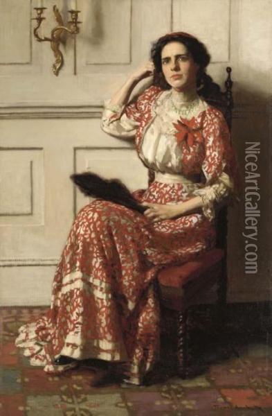 Portrait Of Rebecca H. Whelan Oil Painting - Thomas Pollock Anschutz