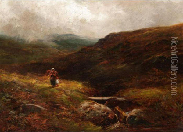 Padley Brook, The Peak Of Derbyshire Oil Painting - George Turner