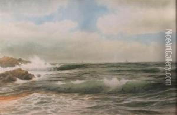 Ship Off A Rocky Coast Oil Painting - George Howell Gay
