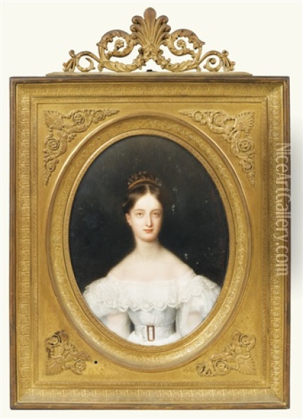 Princesse Clementine D'orleans, Future Princesse De Saxe-coburg Et Gotha (1817-1907) Oil Painting - Jean Baptiste Joseph Duchesne