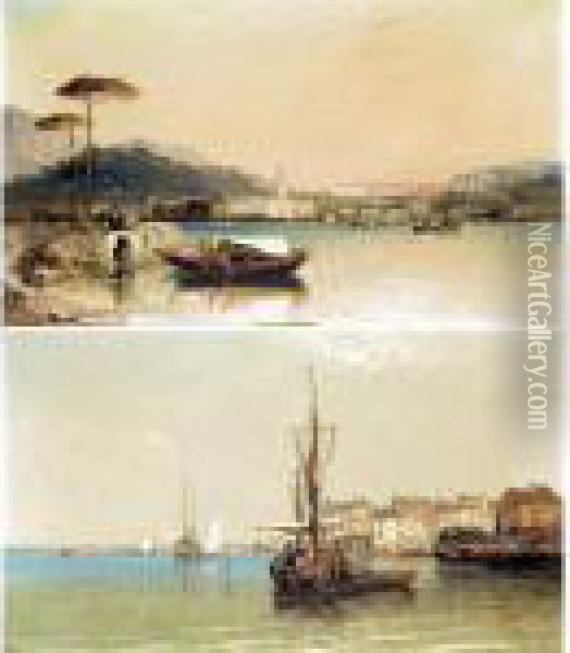 Bellagio, Lake Como; Chioggia, Venice Oil Painting - Arthur Joseph Meadows