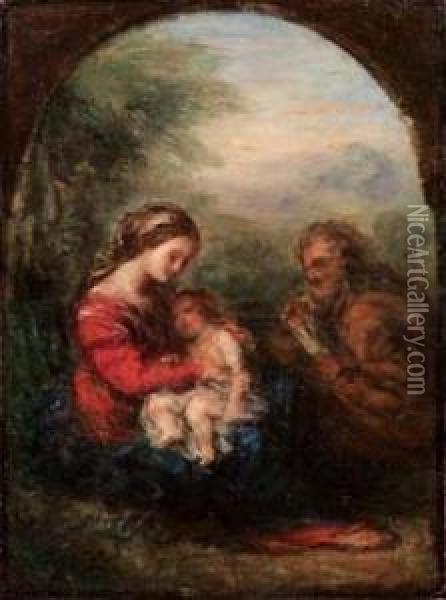Sacra Famiglia Oil Painting - Giovanni Carnovali Il Piccio