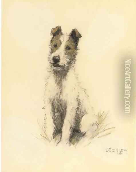 A wire haired fox terrier Oil Painting - Cecil Charles Aldin